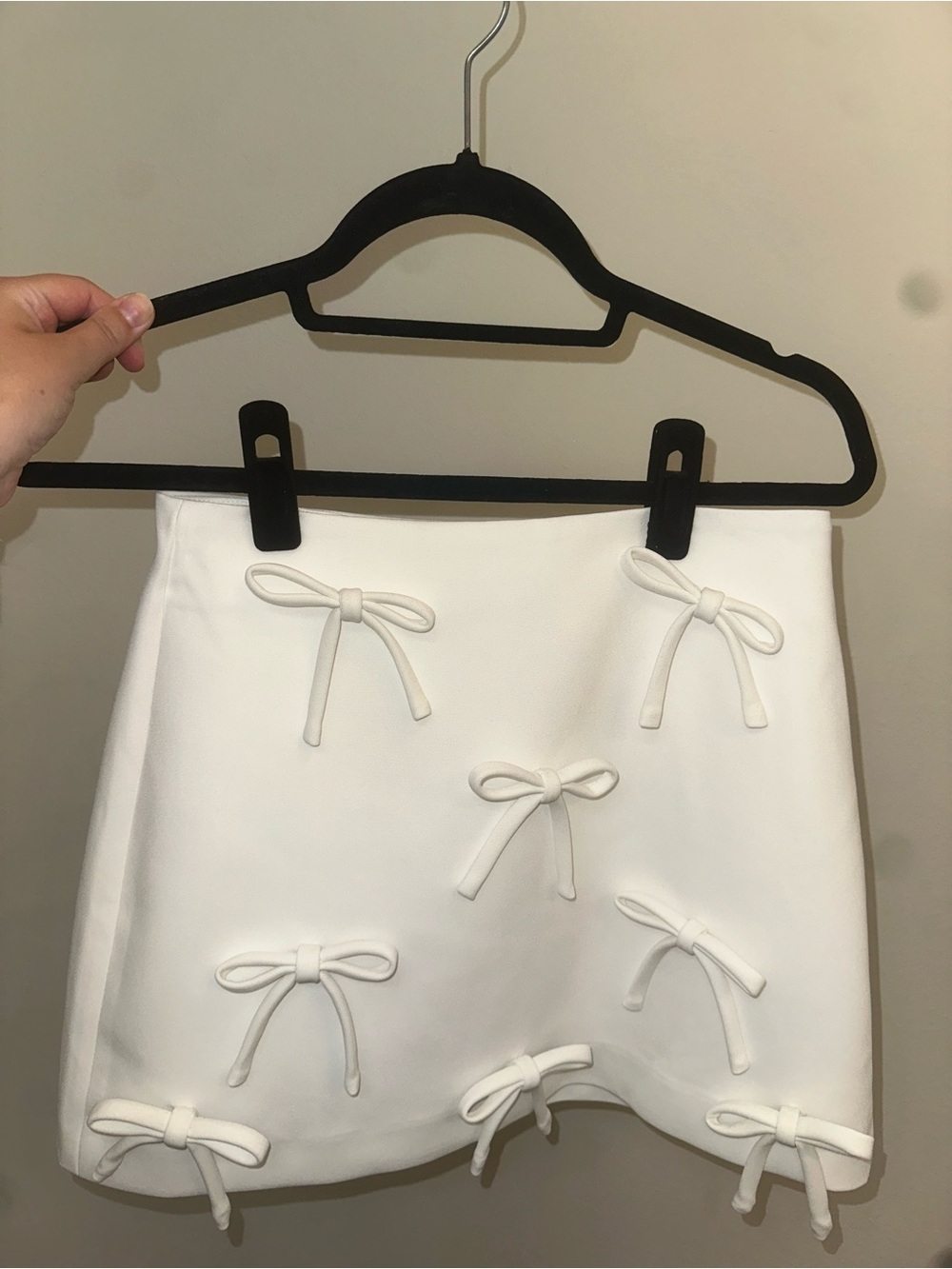English Factory White Mini Skirt with Bow Accents